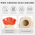 S&Q's CERAMICS Raised Slow Feeder Cat Bowl, Ceramic Glass Elevated Pet Food Bowl Small Dogs Slow Feeder, Flower Shaped Cute Dish for Dry and Wet Food (Orange, 5.8")