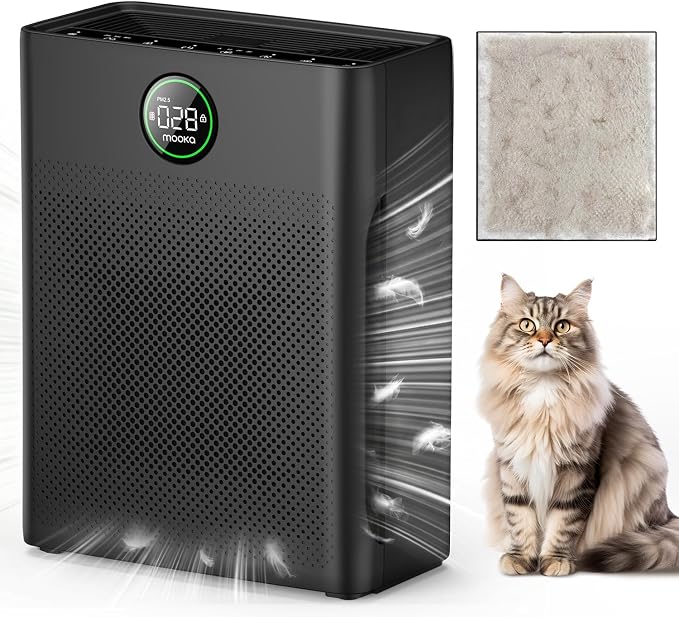 Air Purifiers for Home Large Room up to 2200sq.ft, MOOKA Air Purifier for Home Pets with Washable Filter, PM 2.5 Display Air Quality Sensor Air Cleaner for Bedroom, Dorm Room, Pets, Office PR1