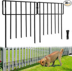 Thrivinest 30 Pack Animal Barrier Fence, No Dig Fence Decorative Fences, Rustproof Metal Small Garden Fence Border for Dogs Rabbits (Black, 30 Pack,30Ft)