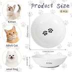 Non-Slip Cat Food Bowls, 6 Pack Whisker-Friendly Ceramic Bowls | 5.6-Inch Wide Shallow Bowl, Silicone Base, Food-Safe Ceramic, Dishwasher & Microwave Safe, Easy Clean