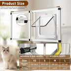 Full Glass Cat Door for Window,37"-45" Adjustable Width,1-Min Install | 4 Locking Modes,Aluminum Frame,HD Glass,Magnetic Closure,Weatherproof Sliding Pet Door Window Insert for Cats
