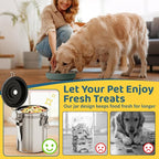 ENONCI Airtight Dog Treat Canister, 304 Stainless Steel Food Storage Jar with Date Dial Silver-1.5L