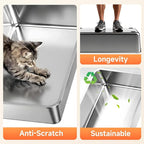 Stainless Steel Litter Box with High Sides, XL | High Sided Cat Litter Pan, Open Top Extra Large Metal Cat Litter Box, Non-Stick, Odor Free, Leakproof, Scoop Included, Gray
