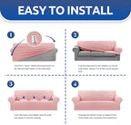 Stretch Oversized Couch Covers for Sofa Slipcover,Dusty Pink | 1-Piece Washable Sofa Cover (94"-110") 4-Seater Furniture Protector, Soft Jacquard Non-Slip Elastic Bottom for Dogs & Kids