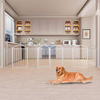 SNUOWU 8 Panels Full Matel Freestanding Dog Gates with Door, 192"Extra Wide 36"Tall Free Standing Dog Pet Gate for Indoor & Outdoor. Foldable Pet Fences for Doorways, House, Stairs, Porch, Deck, Yard