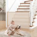 Retractable Baby Gate for Stairs & Doorways, Dog Gate Indoor Outdoor | Extends to 55" Wide 34" Tall Mesh Child Gate for Hallways, Deck, Porch, Pet Toddler Safety Essentials, Easy Install, Beige