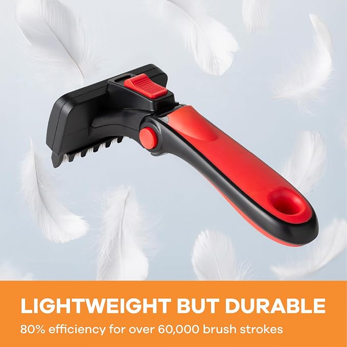 Deshedding Dog Brush for Long Hair (Small,Red) – Gentle Deshedding Tool for Dogs & Cats – Reduces Shedding, Without damaging Topcoat. Removes Loose Fur & Dead Undercoat.