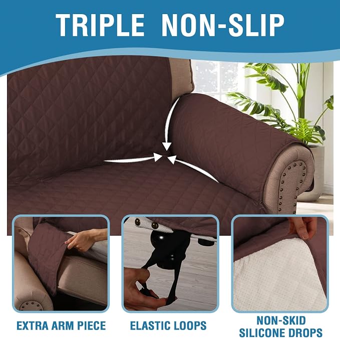 H.VERSAILTEX Chair Sofa Slipcover Sofa Cover 100% Waterproof Couch Cover Furniture Protector Cover with Elastic Straps for Pets Kids Children Dog Cat(Chair, Chocolate)