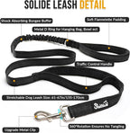 Lukovee No Pull Dog Harness and Leash Set - Adjustable Soft Padded Vest with Front Clip for Easy Control, Reflective Durable Harness for Safe Daily Training Walking for Medium Large Dogs (M, Black)
