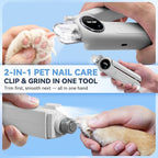 2-in-1 Quiet Electric Pet Nail Clipper & Grinder with Light for Dogs Cats (Gray) | Dual LED Lights,3-Speed Grinder,Nail Clipping Splash Guard,Type-C Rechargeable,Quiet Design for Anxious Dogs & Cats