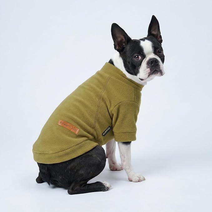 Fitwarm 3 Pack Classic Fleece Dog Sweater, Winter Clothes for Small Dogs Boy Girl, Turtleneck Dog Sweatshirt, Pet Pullover Jumper, Cat Apparel, Black, Olive Green, Cream, XXL
