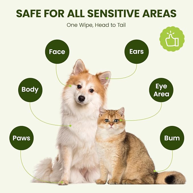 Hypoallergenic Pet Wipes for Dogs, Cats & Small Animals, 400 Coun | Quick Clean & Deodorize Paws, Butt, Eyes, Face & Fur | Daily Grooming Wipes | Extra Large & Thick | Coconut Scented