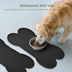 PWTAA Dog Food Mat Anti-Slip Silicone Dog Bowl Mat Thicker Pet Placemat Waterproof Cat Feeder Pad with Raised Edge Puppy Kitten Feeding Mats Suitable Small Medium-Sized Dogs Cats Eating Tray - 2PCS