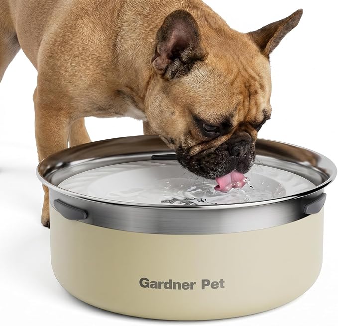 Gardner Pet Slow Water Bowl for Dogs – No Spill, Anti-Splash Floating Plate Design, Slows Drinking to Reduce Mess, Keeps Water Clean & Floors Dry, 2L