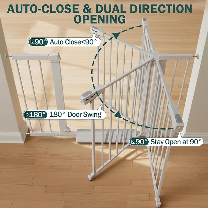 Mumeasy 36" Tall Dog Gate, Auto Close Baby Gate for Stairs & Doorways | Extra tall design, prevents climbing, one hand operation, sturdy metal frame, for dogs pets babies toddlers