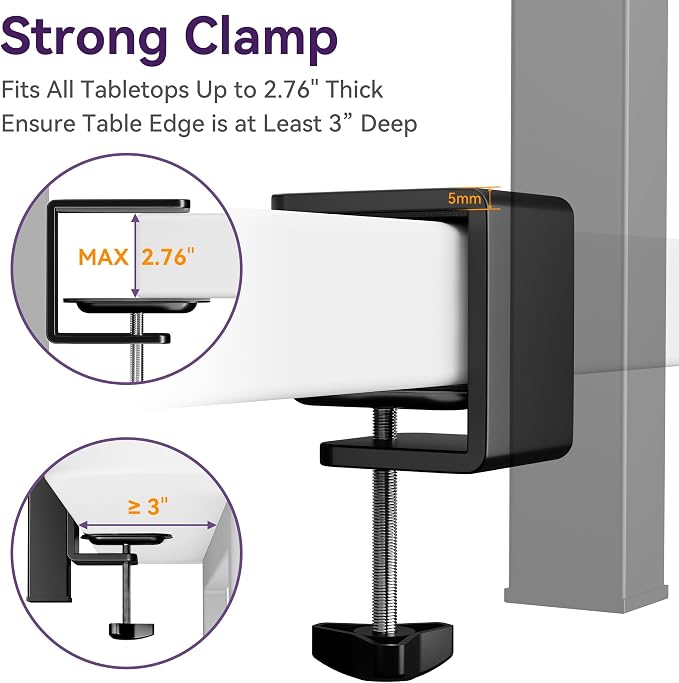 Dog Grooming Arm for Table, H-Shape Adjustable Grooming Stand, 42" Height & 26"–50" Width, Clamp-On Pet Grooming Arm with Grooming Loop and Belly Strap Set for Home Grooming, Nail Trimming & Drying
