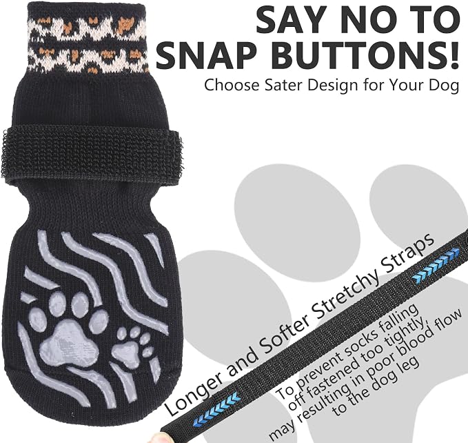 EXPAWLORER Dog Socks for Hot Pavement to Prevent Licking Paws, Non-Slip Dog Grippy Booties Shoes for Hardwood Floors, Traction Control Boots & Paw Protectors for Small Medium Large Senior Dogs Black S