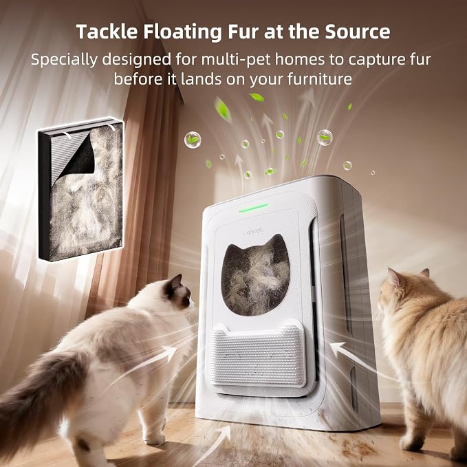 uahpet Pet Air Purifier for Home, Reduce Pet Hair, Dander, Odors, Dust, Smoke for Large Rooms up to 2100 Ft², Air Cleaner with H13 HEPA, Washable Pre-Filter & Air Quality Monitor, White+Gray