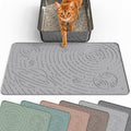 Cat Litter Mat Medium 23.6x15.7in, Light Grey Silicone Rubber Scatter Control Kitty Litter Box Trapping Mat, Waterproof Easy to Clean, Odorless Pet Supplies, Indoor Cat Essentials