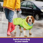 Kimee Dog Raincoat Reversible, Single Side Slicker Poncho Adjustable Waterproof Dog Rain Jacket with Leash Hole/Reflective Stripe Hooded Snowproof Windproof Clothes for Medium to 2X Large Dogs, L