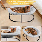 Zoratoo Elevated Cat Hammock, Fluffy Cuddle Cat Bed for Multiple Cats | Portable Raised Pet Bed, Sturdy Metal Frame, Detachable Washable Cover, Oval Shape Cuddle Bed for Sleeping Kittens