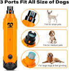 Casfuy 6-Speed Dog Nail Grinder - Newest Enhanced Pet Nail Grinder Super Quiet Rechargeable Electric Dog Nail Trimmer Painless Paws Grooming & Smoothing Tool for Large Medium Small Dogs (Orange)