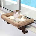 Zakkart Cat Perch for Window Sill with Bolster - Orthopedic Hammock Design with Premium Hardwood & Robust Metal Frame - Cat Window Seat for Large Cats and Kittens - Dark Stained Wood Brown Bed, 24''W