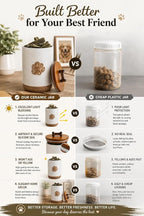 Miamolo Dog Treat Container, Airtight Dog Food Storage Container with Lid and Handle, Ceramic Pet Food Storage Jar for Kitchen Counter Farmhouse Dog Biscuit Jar, Dog Lovers Gift, Paw Glinting White