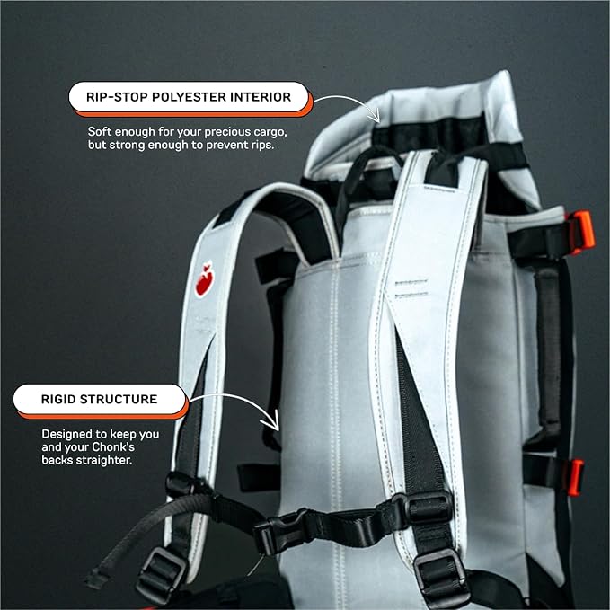 Little Chonk Maxine One Dog Backpack Carrier for Medium Dogs (Gray) | Adjustable & Ergonomic Pet Carrier, Built to be Safer, Hands Free Travel & Hiking, Front Facing, Featured in Wired Magazine