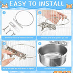 Zubebe 8 Pcs Stainless Steel Hanging Dog Crate Bowls, Non-Spill Kennel Food Water Bowls with Screw Clamp Attach Holders, Removable Mountable Metal Cage Feeder for Pet(41 Oz,19 oz)
