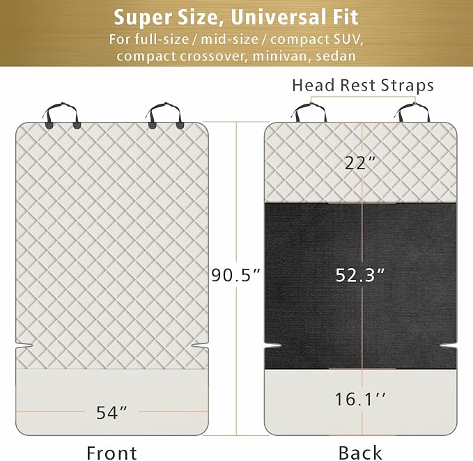 F-color SUV Cargo Liner for Dogs - Heavy Duty Cargo Cover for Mid-Size SUVs | Water Resistant, Bumper Flap, Non-Slip Mat, Car Trunk Dog Car Seat Cover Prevents Scratches Pet Hair Mud Dirt for Sedans Vans