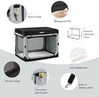 ZOMISIA Collapsible Dog Crate for Medium Dogs - 30 Inch Portable Dog Travel Crate Soft Sided with Breathable Mesh Windows, Foldable Dog Kennel for Indoor and Outdoor, Grey