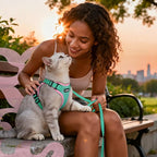 rabbitgoo Cat Harness and Leash Set, Escape Proof Vest, Green & Pink | Soft Breathable Mesh, Easy Adjustable Fit, Snap Buckles, Sturdy Clip, Reflective Strips, for Kittens & Small Cats Walks, Xxs