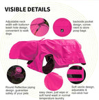 Non-Stiff Fabric Dog Raincoat, Easy Running, Hiking, Waterproof & Reflective Dog rain Jacket for High-Energy Dogs, Dog Poncho with Hood, Adjustable Neck, Belly Strap (Pink, XXXXX-Large)