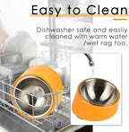 SuperDesign Mess Free 15° Slanted Bowl for Dogs and Cats, Tilted Angle Bulldog Bowl Dog Feeder, Non-Skid & Non-Spill, Easier to Reach Food S/0.5 Cup Bright Orange