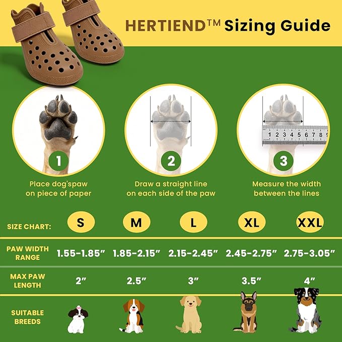 Dog Shoes for Hot Pavement - Comfortable Paw Protection for Medium & Large Dogs, Adjustable Strap & Non-Slip, Easy-Clean, Outdoor Sports Boots, Dog Booties for Summer Rain (Brown, L)