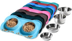 Hubulk Pet Dog Bowls 2 Stainless Steel Dog Bowl with No Spill Non-Skid Silicone Mat + Pet Food Scoop Water and Food Feeder Bowls for Feeding Small Medium Large Dogs Cats Puppies (Large, Turquoise)
