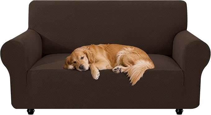XINEAGE Stretch 2 Seater Slipcover, Non-Slip Pet Couch Cover,Dark Coffee | Washable Furniture Protector, Elastic Bottom, Dogs & Cats Friendly, Scratch-resistant, Fast Setup, High Elasticity