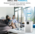 2 Pack Air Purifiers for Home Bedroom up to 2190ft², Honeyuan H13 HEPA Air purifier for pets with 360°Air Intake, 3 Fan Speeds, White
