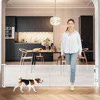 24 Inch Tall x 75 Inch Extra Wide Retractable Dog Gate for The House, Short Dog Gate to Step Over, Reinforced Mesh Puppy Gate for Doorways, Step Over Pet Gate for Stairs, Indoor/Outdoor, White