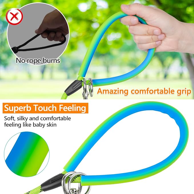 Long Dog Leash for Dog Training 10FT/15FT/20FT/30FT/40FT/50FT/100FT Reflective Leash with 2 Hooks, Heavy Duty Dogs Lead for Large Medium Small Dogs Outside Walking Camping Yard, Green 15FT