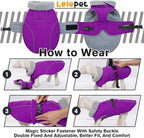 Lelepet Dog Winter Coats for Large Dogs Dog Jacket with Adjustable Buckle | Waterproof Reflective Pet Fleece Vest Windproof Cold Weather Coats with Adjustable Buckle & Leash Hole, Turtleneck, XXXL