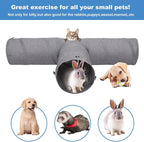 Ownpets 12" Large Cat Tunnel 3-Way T-Shape Oxford Fabric for Large Cat | Silent oxford fabric no noise, expandable 3-channel design, with plush ball ,feather wand, peek hole, for multi-cat household