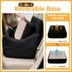 Topmart Dog Car Seat for Small Medium Dogs Under 35lbs, Cozy Pet Seat | Foam Safety Dog Booster Seat for Back Seat, Pet Bed for Car with Safety Tether, Storage Pockets, Machine Washable Cover Black