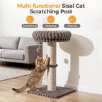 Avont 28.7" Sisal Cat Scratching Post with Large Plush Perch, Taupe | Large Cat Scratcher Tower & Plush Elevated Cat Bed with Removable & Washable Cover, Sturdy Cat Perch for Indoor Cats