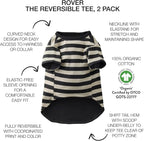 Pet Passion Rover - The Reversible Tee, 2 Pack Short Sleeve Pet T-Shirt 100% Organic Cotton Tees for Small, Medium, Large Dog Clothes, Black Sand, XX-Small