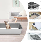 WENBOKMIN Stainless Steel Cat Litter Box - Litter Box for Cats - Easy to Clean, Never Absorbs Odor, Stains, or Rusts - Silver (17.7" L x 13.5" W x 4" H)