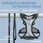 rabbitgoo Cat Harness and Leash Set, Escape Proof Vest, Doodle Gray | Soft Breathable Mesh, Easy Adjustable Fit, Snap Buckles, Sturdy Clip, Reflective Strips, for Medium to Large Cats Walks, M