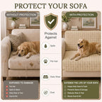 Smiry Velvet Couch Cover for Dogs, Non Slip Soft Sofa Protector for Pets | Washable Sofa Cover for Cats, Cozy Furniture Protector Against Pet Hair, Scratches, Fits Sectional Sofa(Khaki, 36"x94.5")