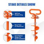 Eurmax USA 2-Pack Heavy Duty Dog Tie Out Stake, No-Tangle In Ground Anchor Runner for Large Dogs up to 210 Lbs - Perfect for Yard, Beach and Camping (Square,Orange)